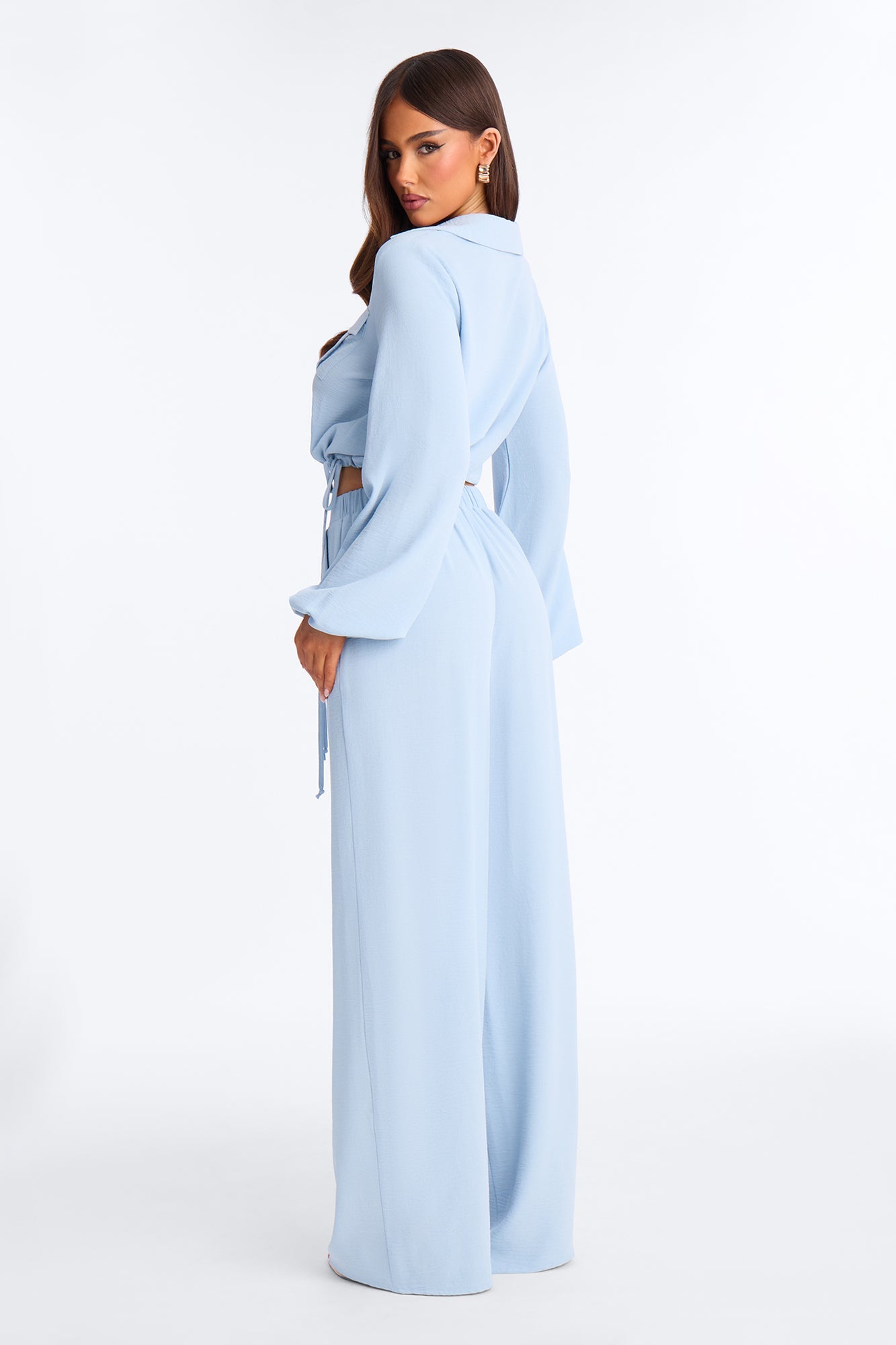 Daniela Wide Leg Pant Set - Light Blue