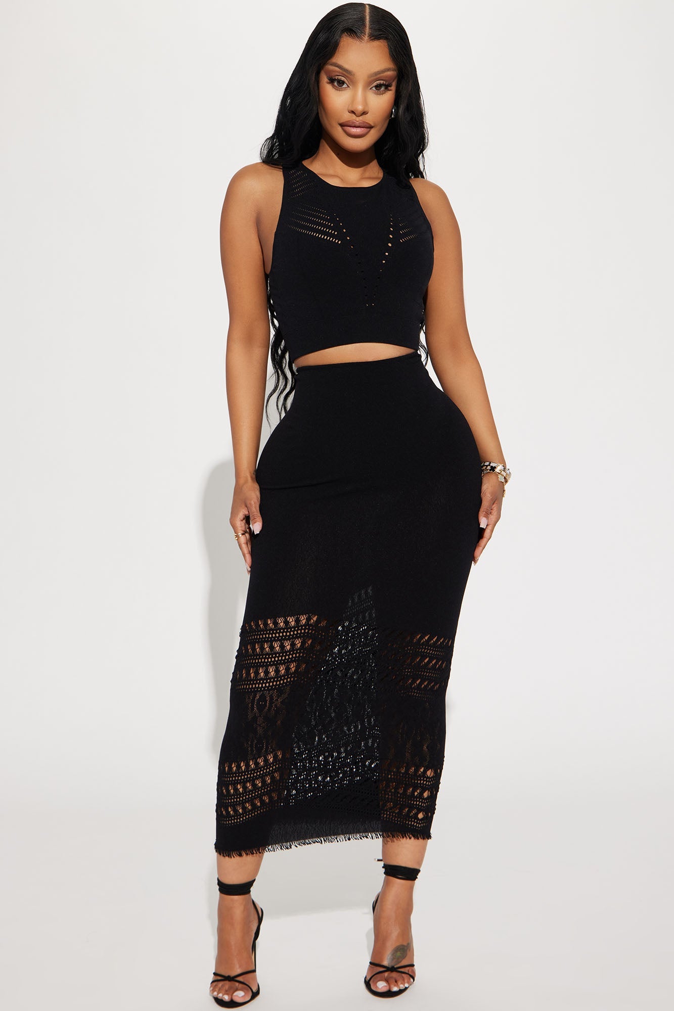 Lets Meet Later Skirt Set - Black