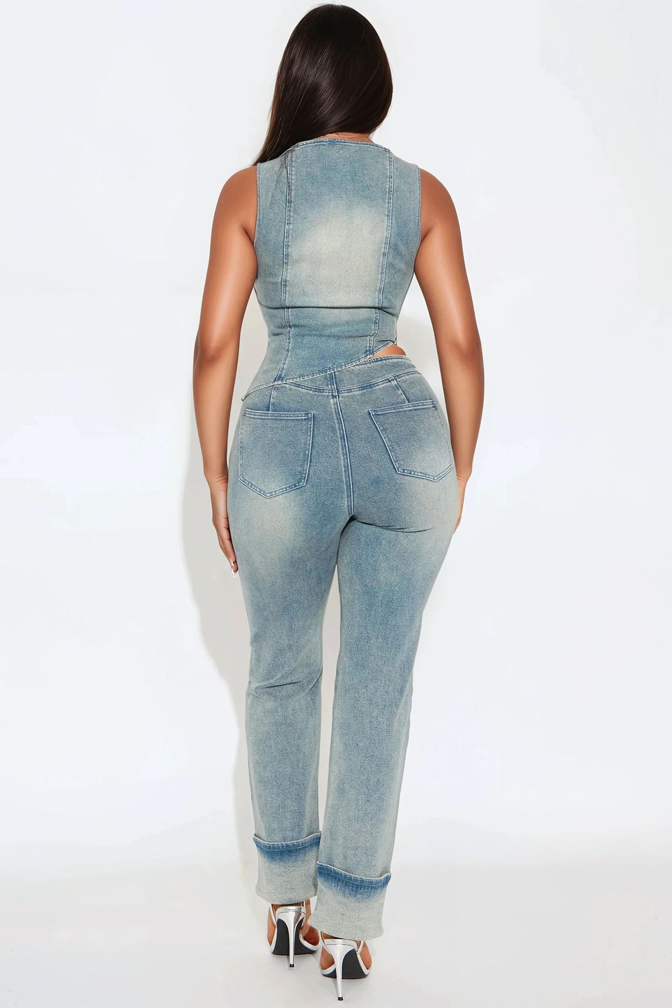 Alana Denim Pant Set - Medium Wash