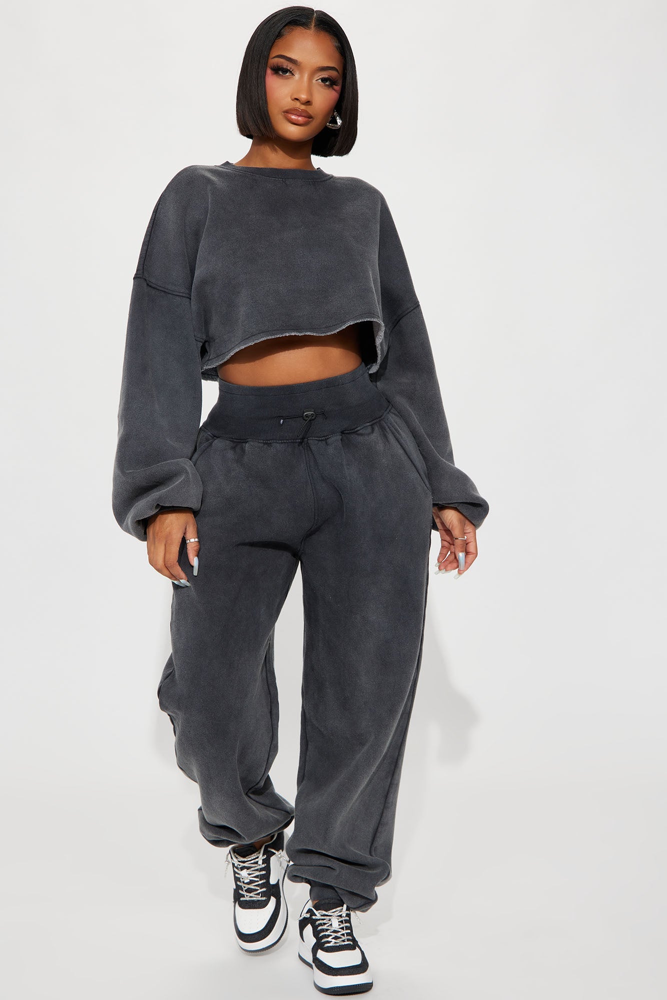 Feeling Good Fleece Jogger Set - Charcoal