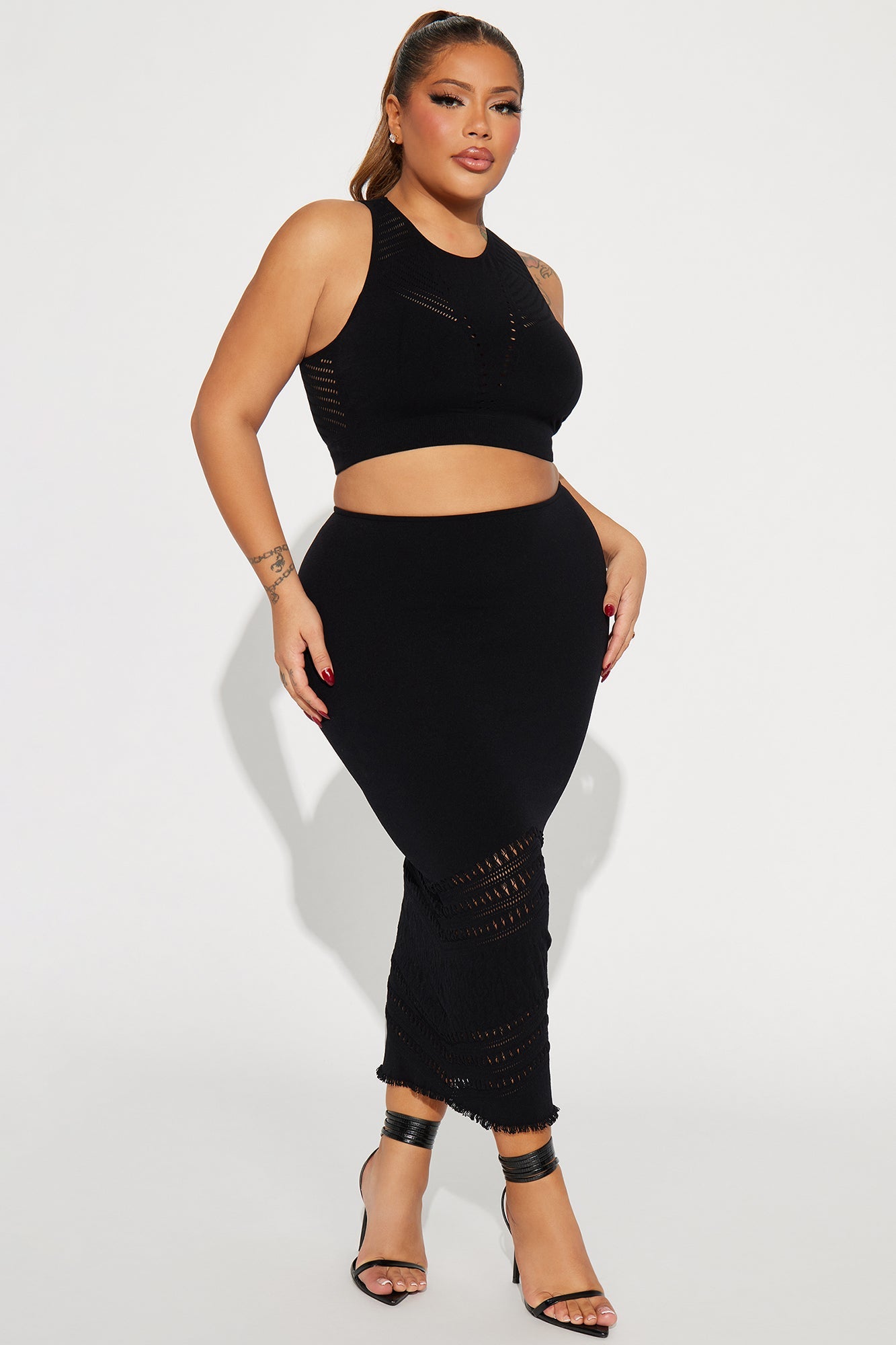 Lets Meet Later Skirt Set - Black